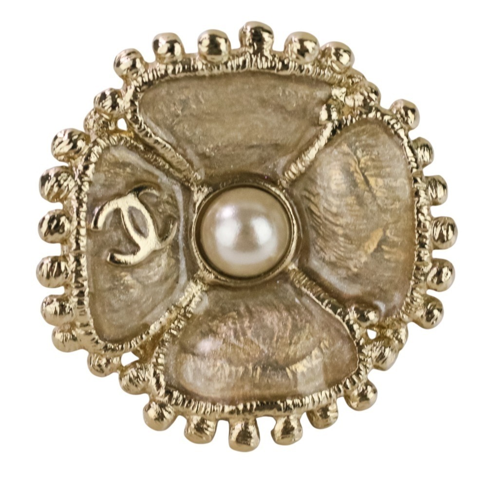 CHANEL Authentic Gold Pearl Logo Earrings - Picture 2 of 11